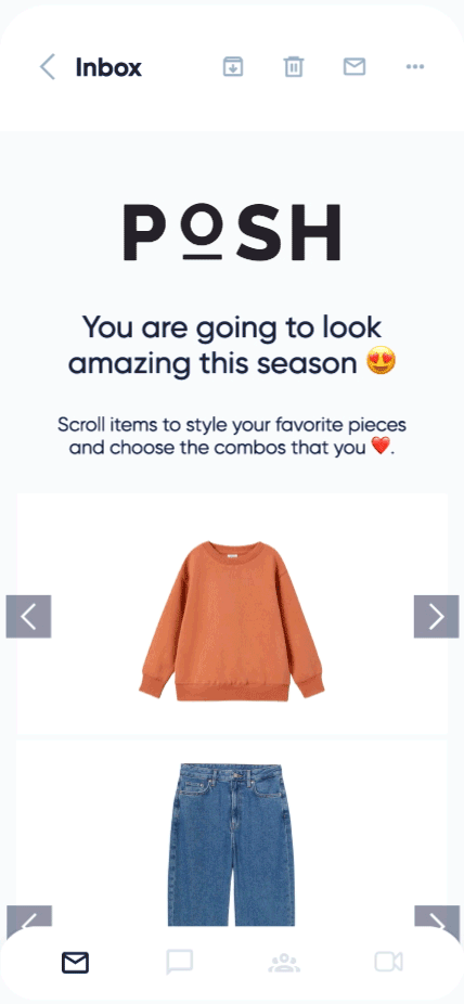 product carousel within interactive emails by amp for email