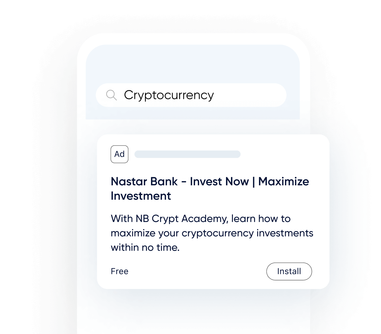 A PPC retargeting ad displaying the cryptocurrancy campaign of Nastar Bank