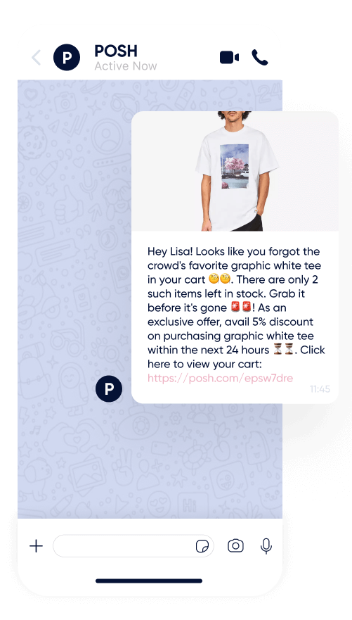 A phone screenshot showing an example of Insider’s web push notifications for reducing cart abandonment as part of a multi-channel marketing campaign.