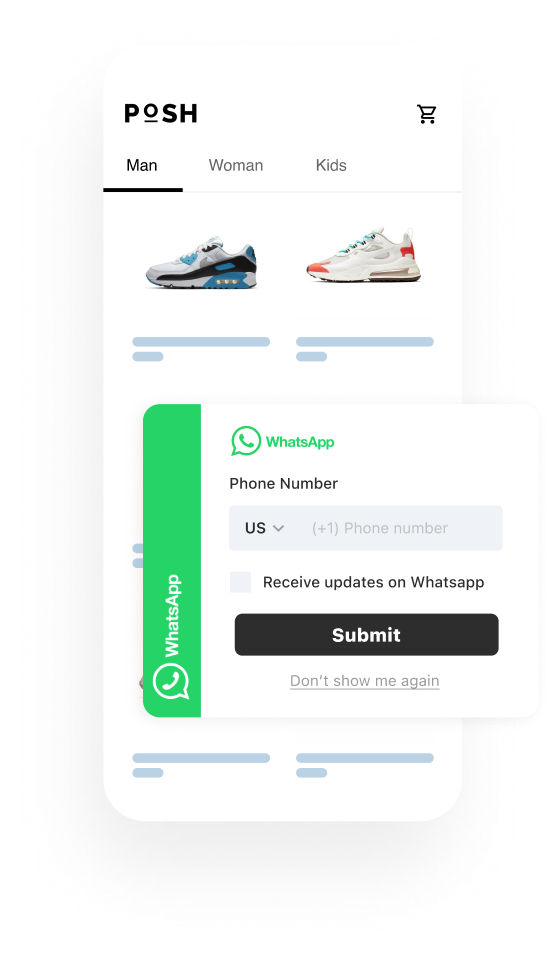 WhatsApp Marketing avec Insider - pop-up sur app mobile