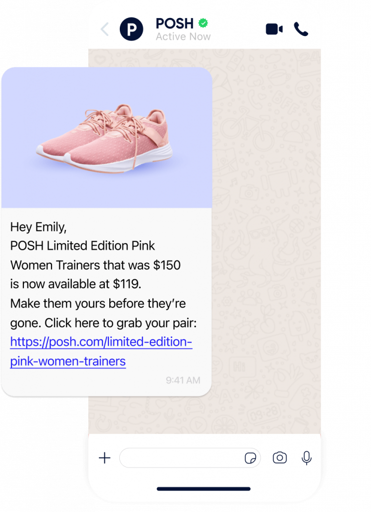 WhatsApp Marketing avec Insider - alerte baisse de prix