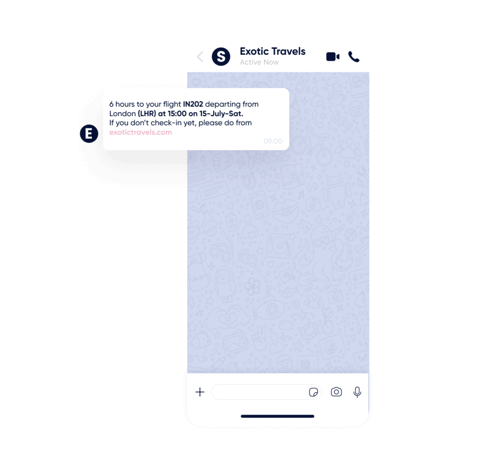 WhatsApp Marketing avec Insider - Infos sur vol