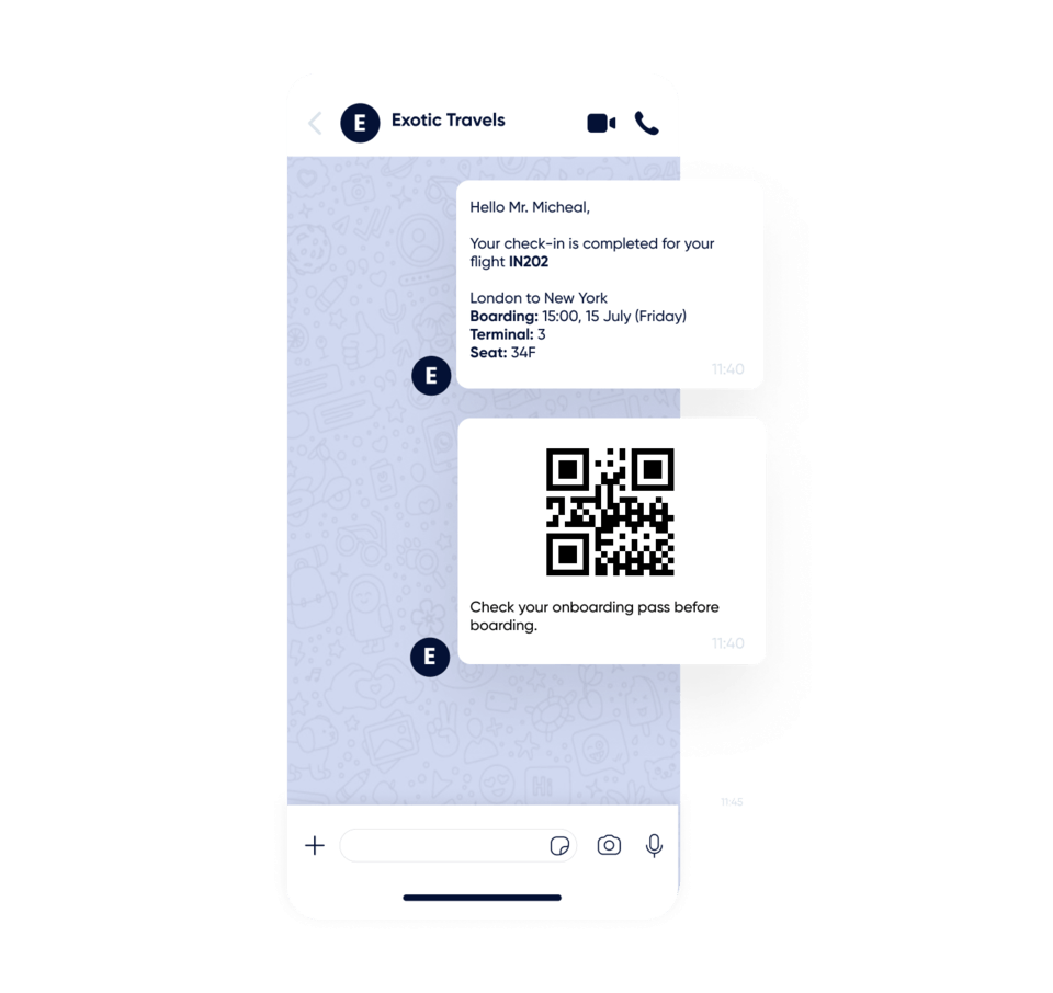 WhatsApp Marketing avec Insider - Carte d’embarquement & infos de vol